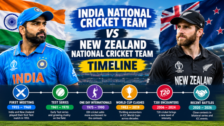 India National Cricket Team vs New Zealand National Cricket Team Timeline